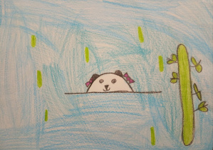 Panda pływająca w wodzie.