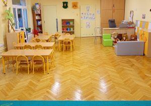 Sala grupy Żyrafki - widok od ściany naprzeciw łazienki.